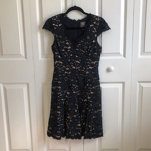 Vince Camuto Navy Scallop Lace Dress